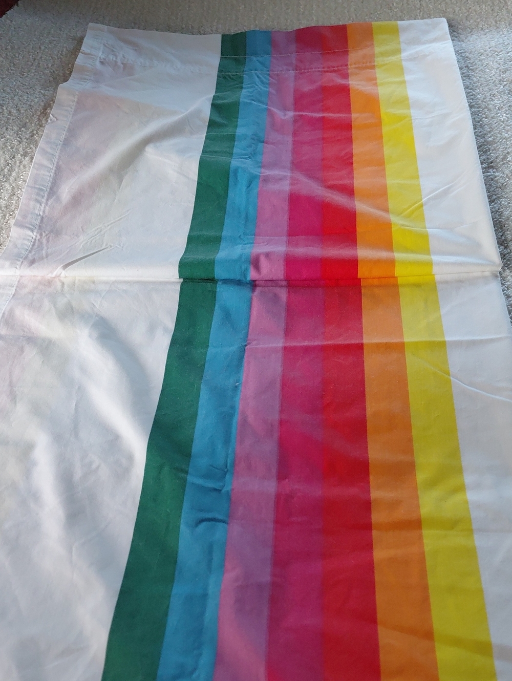 Rainbow Stripe Small Sheet White with Multicolor Stripes 41"X7ft